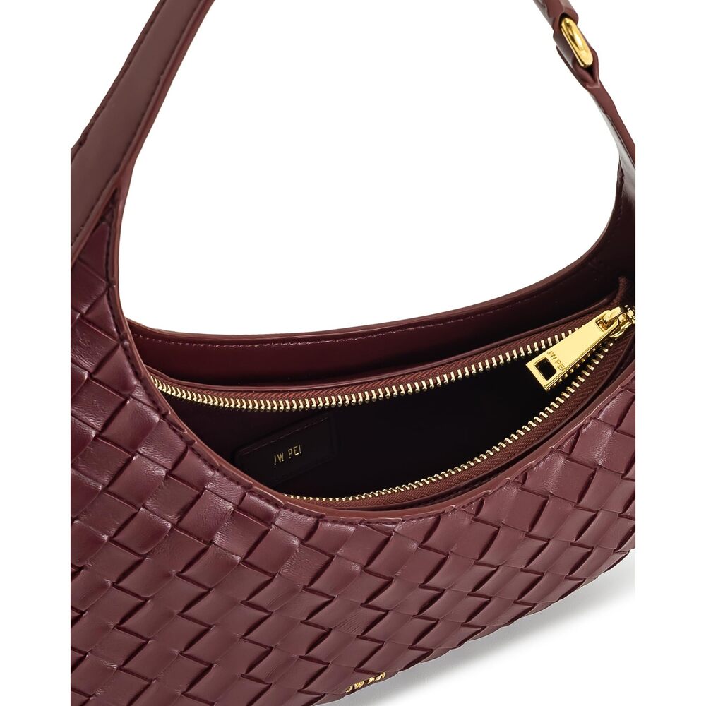 7933 Harlee Weave Texture Shoulder Bag - Burgundy - Picture 7 of 8